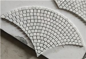 Italian White Bianco Carrara Fan Shaped Mosaic Floor Tiles