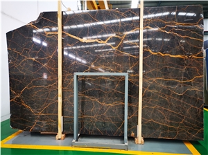 Black And Gold Marble Slabs For Floor And Wall Tile
