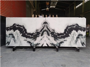 Natural Marble Wall Panel Bookmatched Panda White Marble