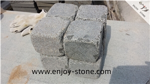 Tumbled Zhangpu Grey Basalt Cobblestone, Pavers, Cubestone