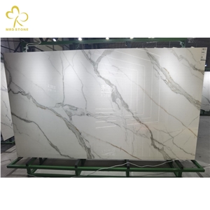 Full Body Calacatta White Crystallized Nano Glass Stone Slab