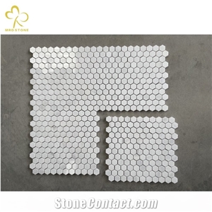 3D Bianco Carrara White Marble Hexagon Mosaic Tile