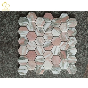 Mosaic Pink Marble Kitchen Wall Stone Mosaic Tile