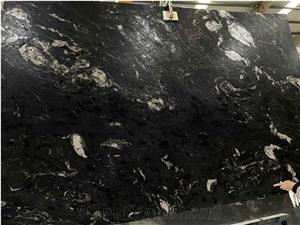 Polished Cosmic Black Granite Slabs For Kitchen Floor
