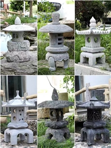 Rust Granite Asian Style Garden Traditional Lamps
