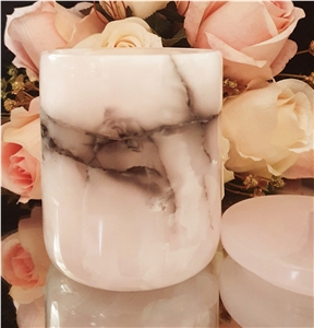 White Marble Candle Jars 5 Star Hotel Bathroom Accessories