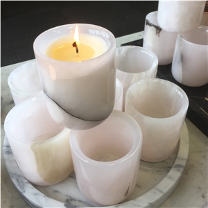 Wholesale Stone Candle Jars With Tray For Hotel Project