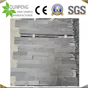 China 15*55CM Natural Black Z Slate Stacked Stone Panels