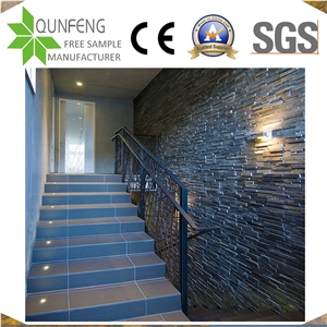 China Natural Black Split Stone Culture Slate Wall Panel