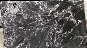 Splash-Ink Painting With White Vein Marble Tiles