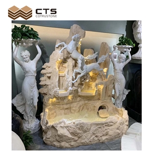 New Outside Garden Decor Carving White High Quality Artificial Stone Fountain