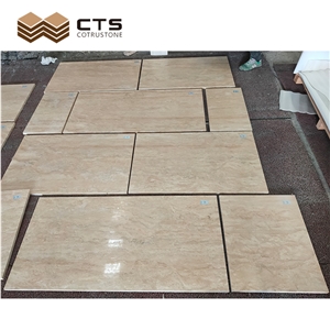 Modern Light Beige Travertine Custom Size Floor Tiles