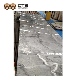 Polished Grey Marble Veins Connect Slab Suitable For Floor