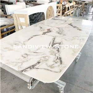Dover White Marble Dining Table Top