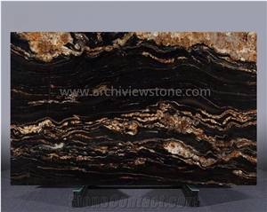 Exotic Brazil Black Tauros, Magma Gold Granite Slabs