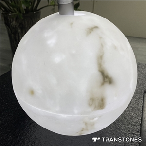 Artificial Slab Curving White Alabaster For Globes
