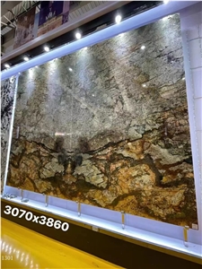 Shangri-La Granite Golden Brown Shangrila Slab In China