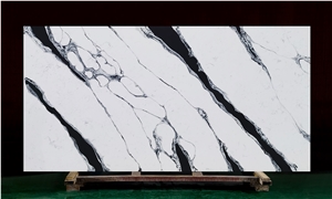Best Price Calacatta Vintage Quartz Slab With Black Veins