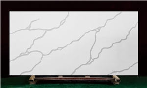 Maserati Grey Veins White Artificial Quartz Slab