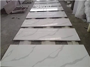 Ocean Wave White Artificial Slab Stone Grey Vein For Kitchen