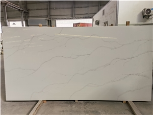 Wave Artificial White Quartz Stone Slabs And Tiles