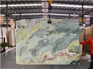 Natural Stone Green Color Marble Stone Slab For Wall Tile