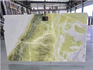 Natural Stone Green Color Marble Stone Slab For Wall Tile