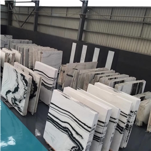 Polished Panda White Marble Stone Floor Tile