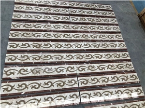Customized Marble Inlay Border Design Flooring Tile