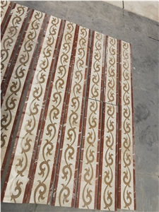 Customized Marble Inlay Border Design Flooring Tile
