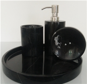 Silver Dragon Soap Dispenser Black Marble Bathroom Suite