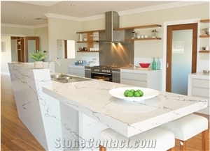 Cararra White Quartz Kitchen Countertops