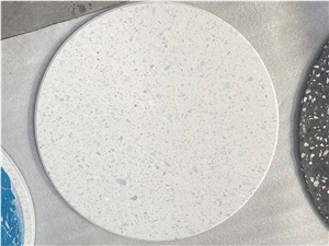 White Terrazzo Coffee Tabletop Small Round Table Tops