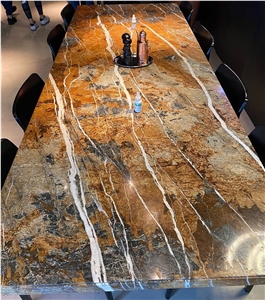Blue Jeans Marble Rectangular Dining Table Top