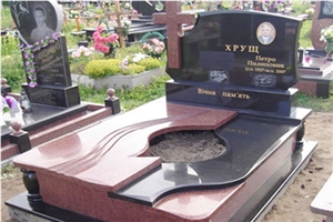 Black And Red Granite Tombstone