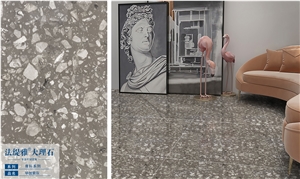 Fatiya Artificial Marble Aggregate Grey Slabs Floor Tile