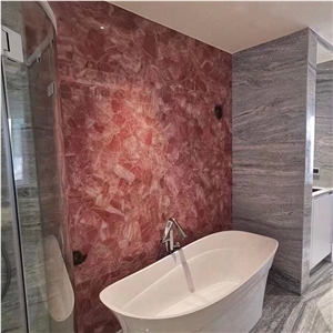 Pink Stone Agate Onyx Table Top For Luxury Interior Hotel Villa