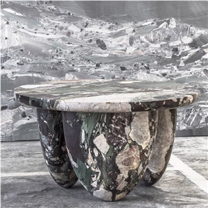 French Green Marble Coffee Table Top Furniture