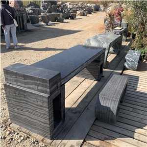 Natural Black Granite Table &Chair Bench For Outdoor Garden