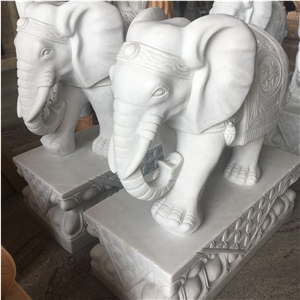 Outdoor Large Elephant Marble Stone Sculpture For Wholesale