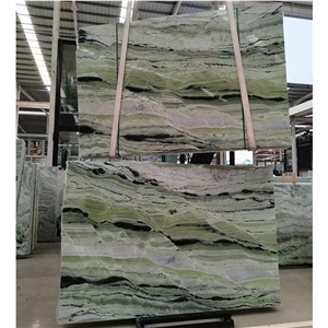 Polished Cloudy Emerald Jade Green Marble Slabs For Home