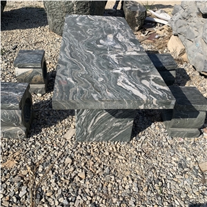 Rectangle Granite Table And Bench Sets For Outdoor Garden