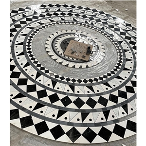 Round Marble Waterjet Medallions Pattern For Hotel Lobby