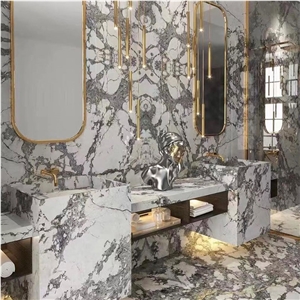 Turkey Lilac White Marble Slab For Bathroom Wall Commercial Bathroom Design