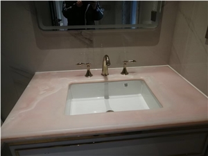 Miter Luxury Stone Island Work Tops Pink Onyx Kitchen Bartop