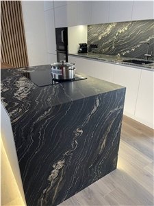Prefab Stone Kitchen Countertops Black Granite Island Tops