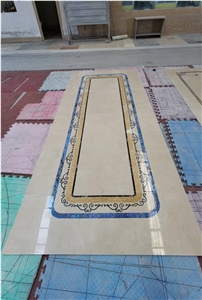 Stone Design Waterjet Pattern Marble Floor Medallion Carpet