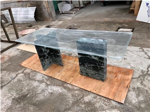 Stone Restaurant Dining Table Set Marble Marquina Furniture