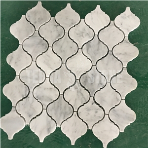 Bianco Carrara White Marble Arabesque Lantern Mosaic Tile