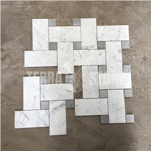 Bianco Carrara White Marble Grand Basketweave Mosaic Tile